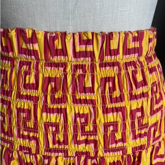 NWOT Rhode Artie Smocked Waist Skirt in Orange, Red & Pink - Size XS X-Small - Picture 4 of 6